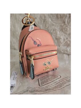 NWT Coach Backpack Coin Case Bag Charm With Sunglasses Print